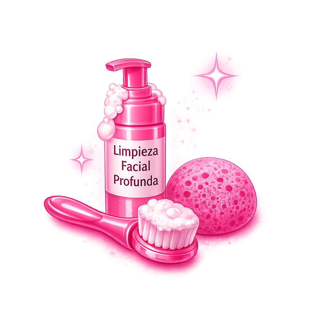 productos de limpieza facial rosa